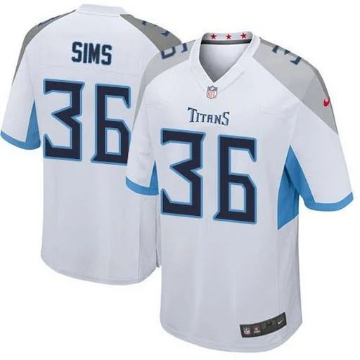 Men Tennessee Titans #36 LeShaun Sims Nike White Game NFL Jersey